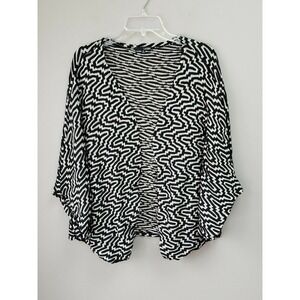 Gold Black Sweater Open Front Womens Medium Loose Fit